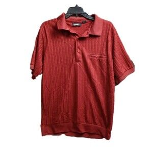 Vtg Botany 500 Red Polo Shirt Men's Sz L Banded Bottom Hem No Tuck
